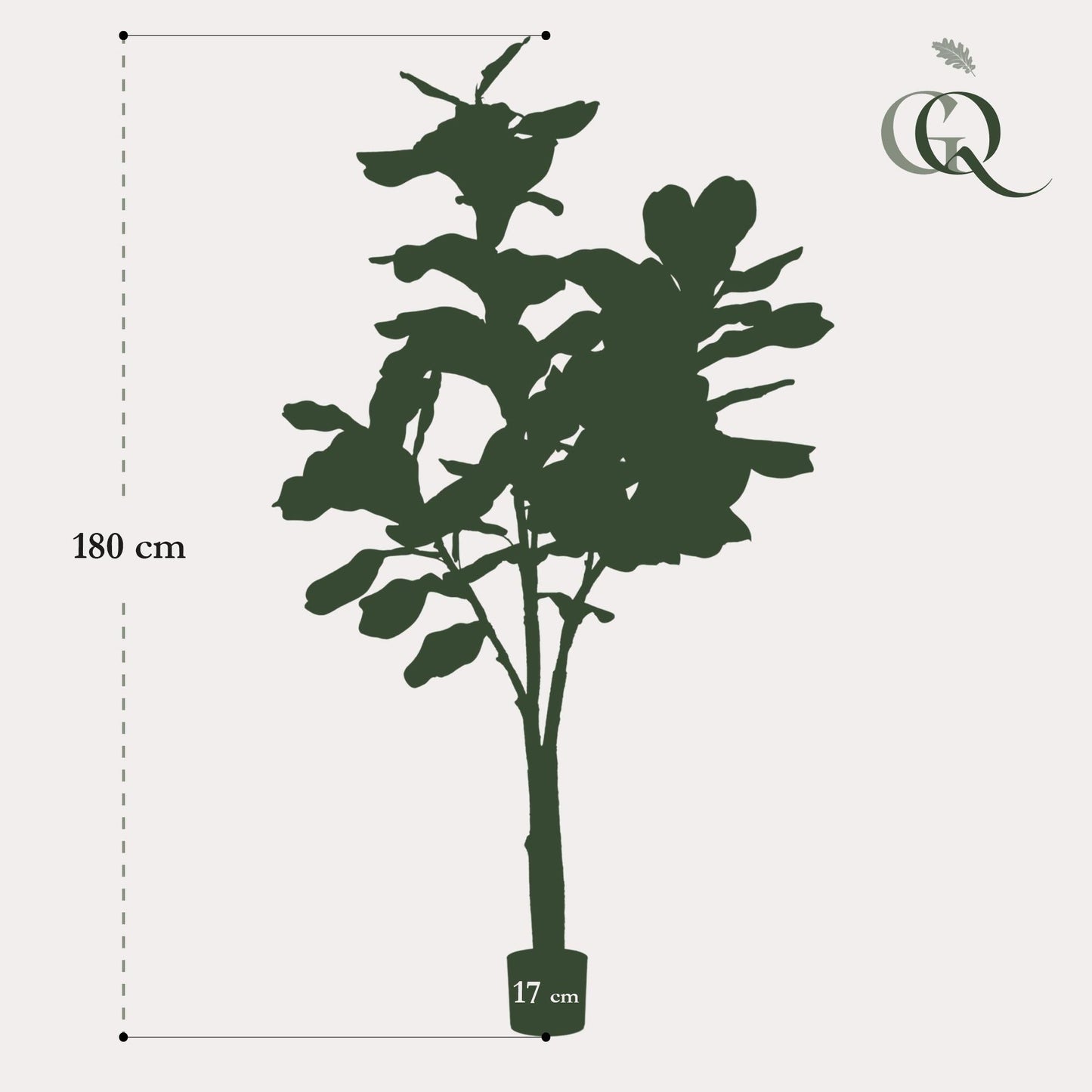 Kunstplant Ficus lyrata (vioolblad ficus), 180 cm hoog