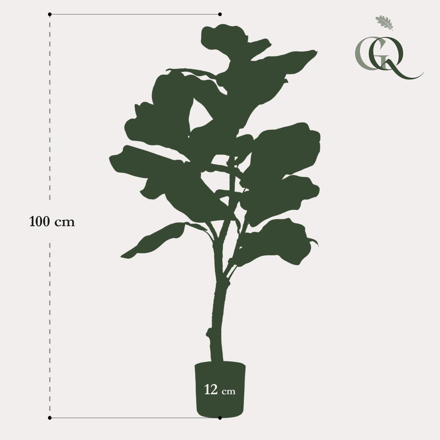 Kunstplant Ficus lyrata (vioolblad ficus / tabaksplant), 90 cm hoog