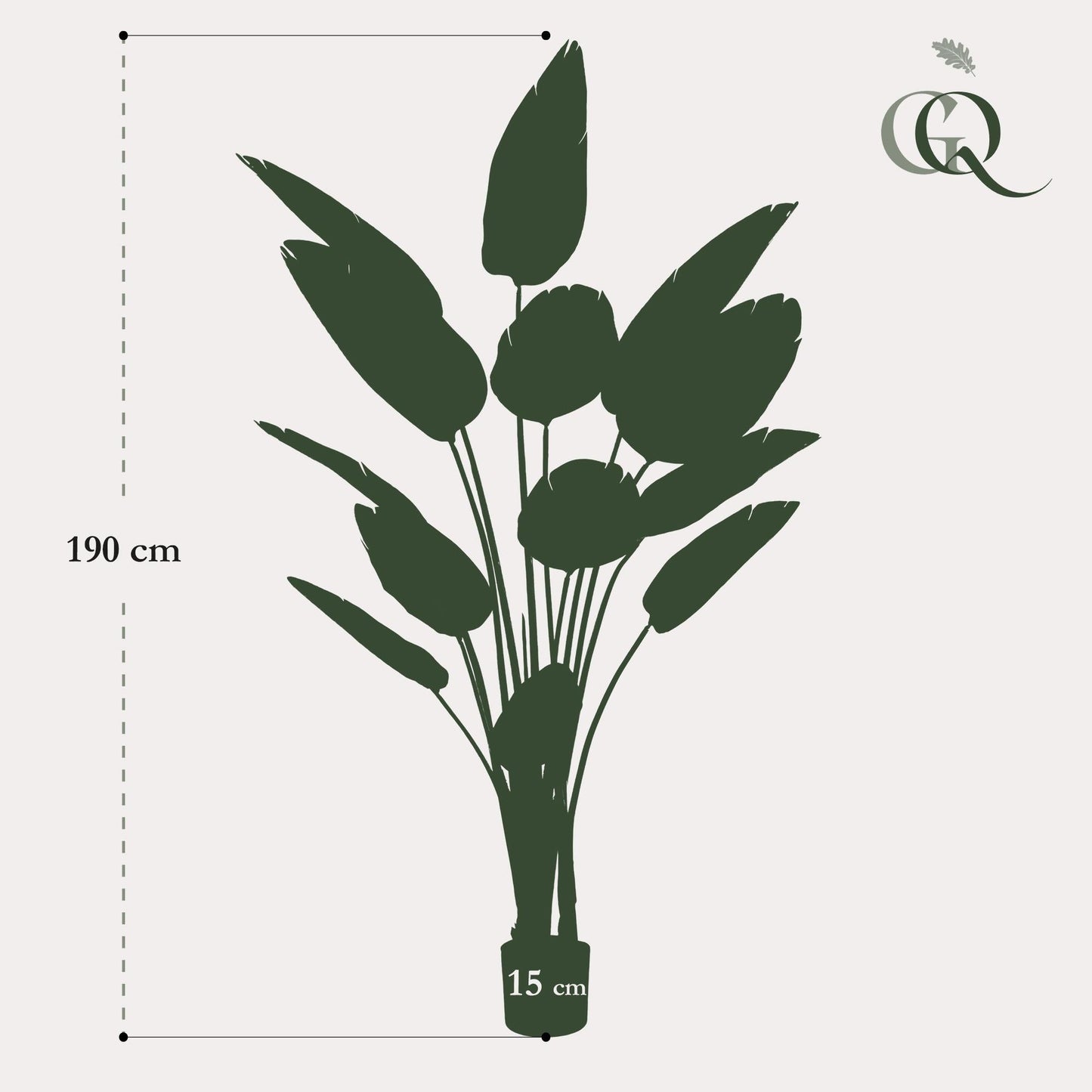 Kunstplant Strelitzia nicolai (paradijsvogelbloem), 190 cm hoog