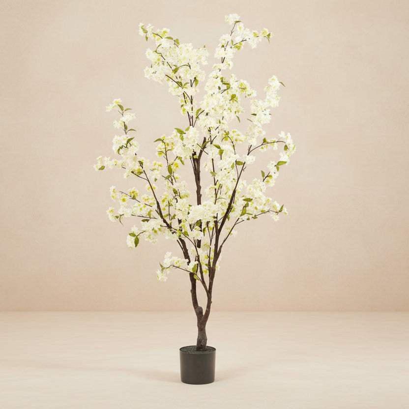 Kunstplant kersenbloesem (Prunus) wit, 175 cm hoog