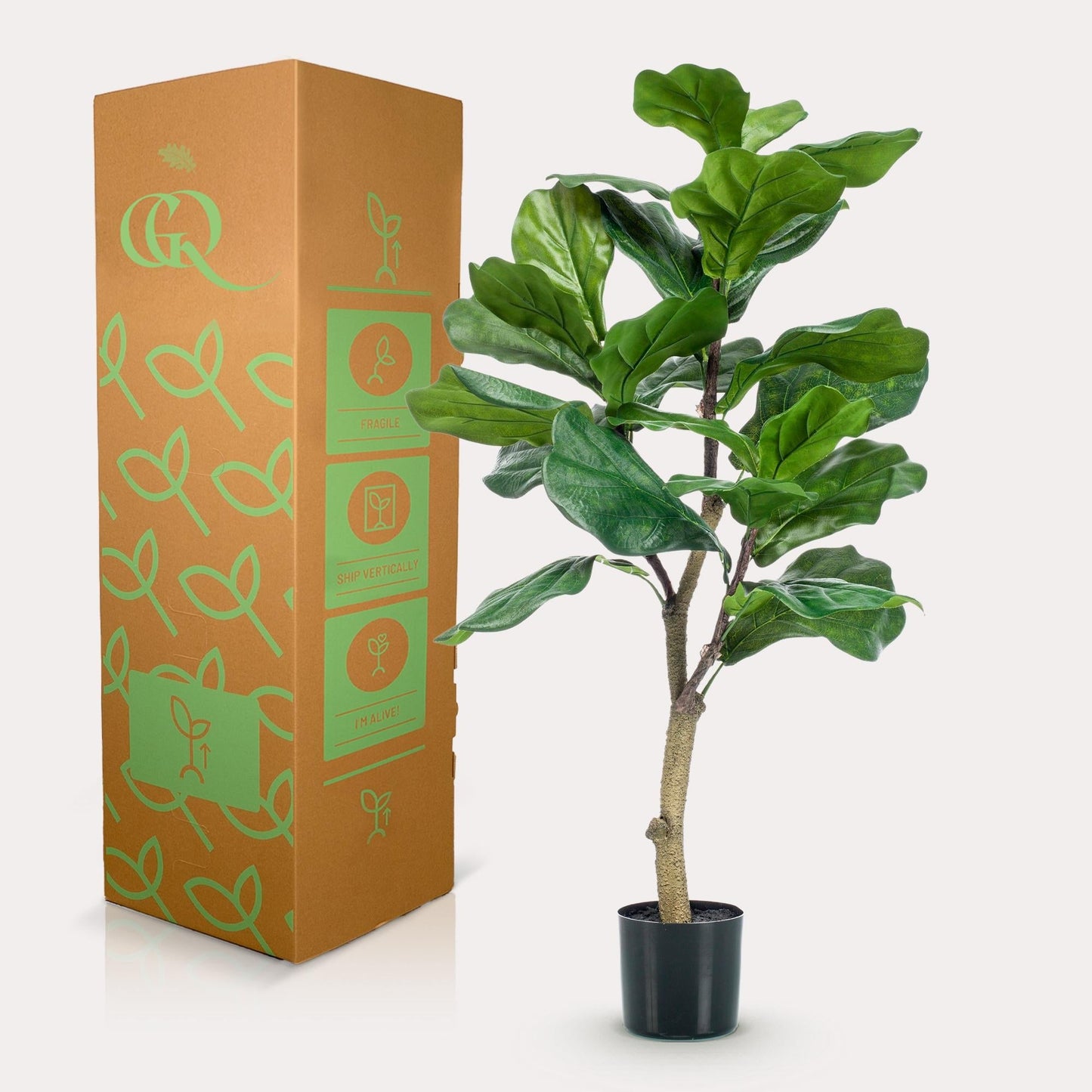 Kunstplant Ficus lyrata (vioolblad ficus / tabaksplant), 90 cm hoog