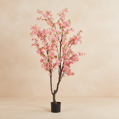 Kunstplant kersenbloesem (Prunus) roze, 210 cm hoog