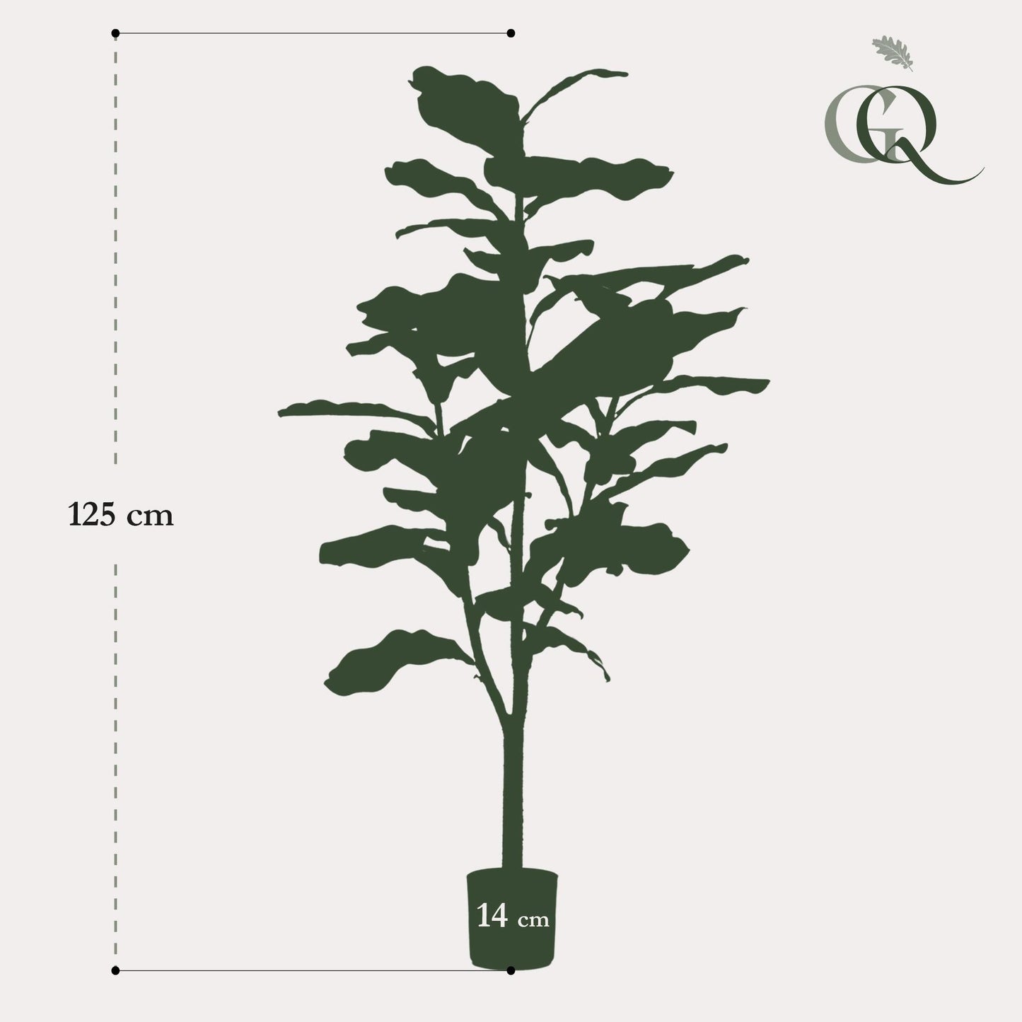 Kunstplant Ficus lyrata (vioolblad ficus / tabaksplant), 120 cm hoog
