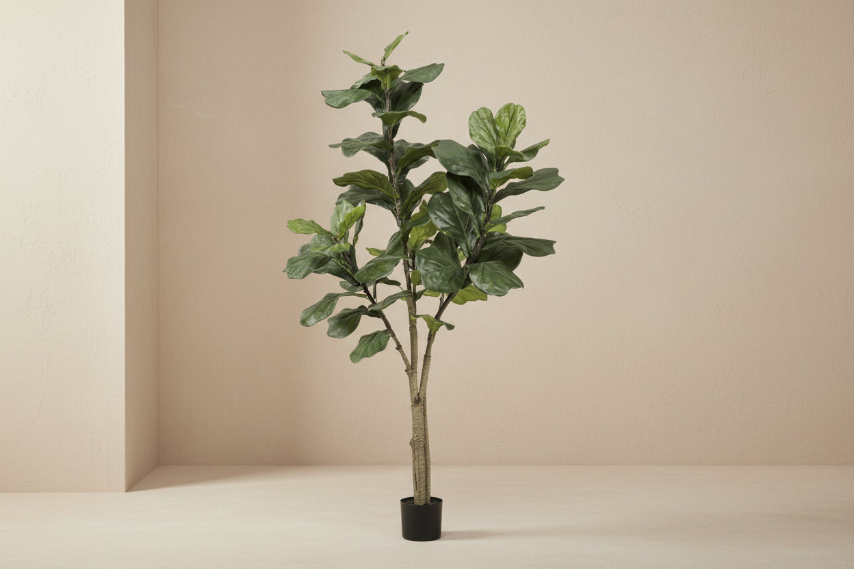 Kunstplant Ficus lyrata (vioolblad ficus), 180 cm hoog