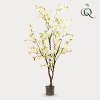 Kunstplant kersenbloesem (Prunus) wit, 175 cm hoog
