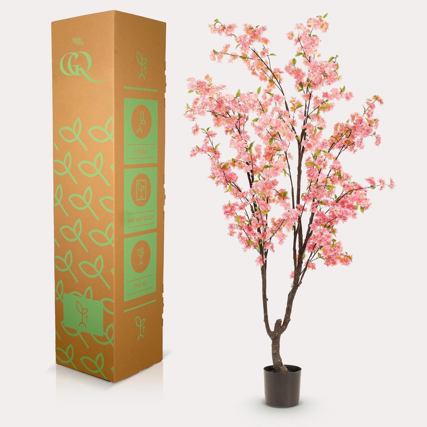 Kunstplant kersenbloesem (Prunus) roze, 210 cm hoog