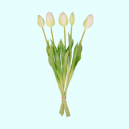 Tulip Bouquet - Orange - ‘Real Touch’ Artificial Tulips - 5 Tulip stems - 43 cm – Artificial plant – Comnox Company