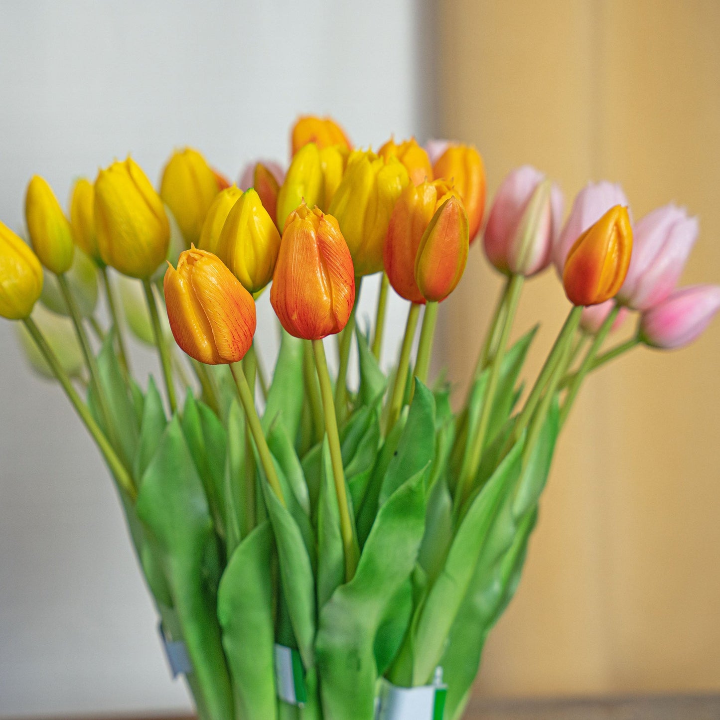 Tulip Bouquet - Orange - ‘Real Touch’ Artificial Tulips - 5 Tulip stems - 43 cm