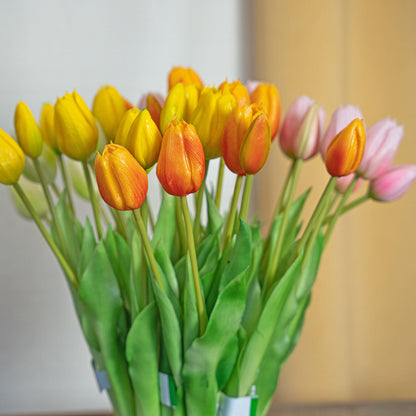 Tulip Bouquet - Orange - ‘Real Touch’ Artificial Tulips - 5 Tulip stems - 43 cm