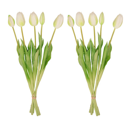 Vase Lady Sunny + 10x Real Touch Tulips White/Green