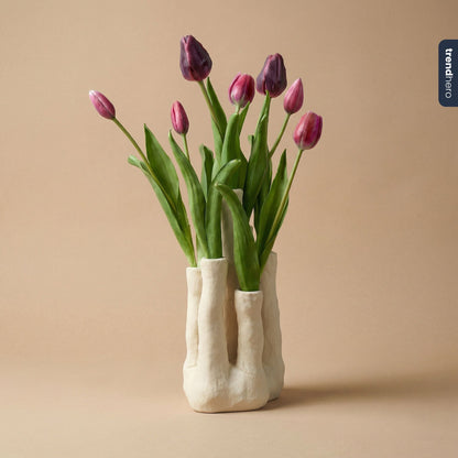 Coral flower holder – Ecru – Multi-spout vase
