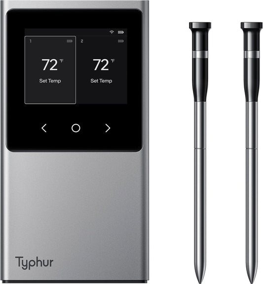 Comnox - Typhur Sync Dual - Draagbare draadloze vleesthermometer - Precisie + connectiviteit - ±0,3℃ - Wi‑Fi & Bluetooth 5.4 - 6 sensoren per probe