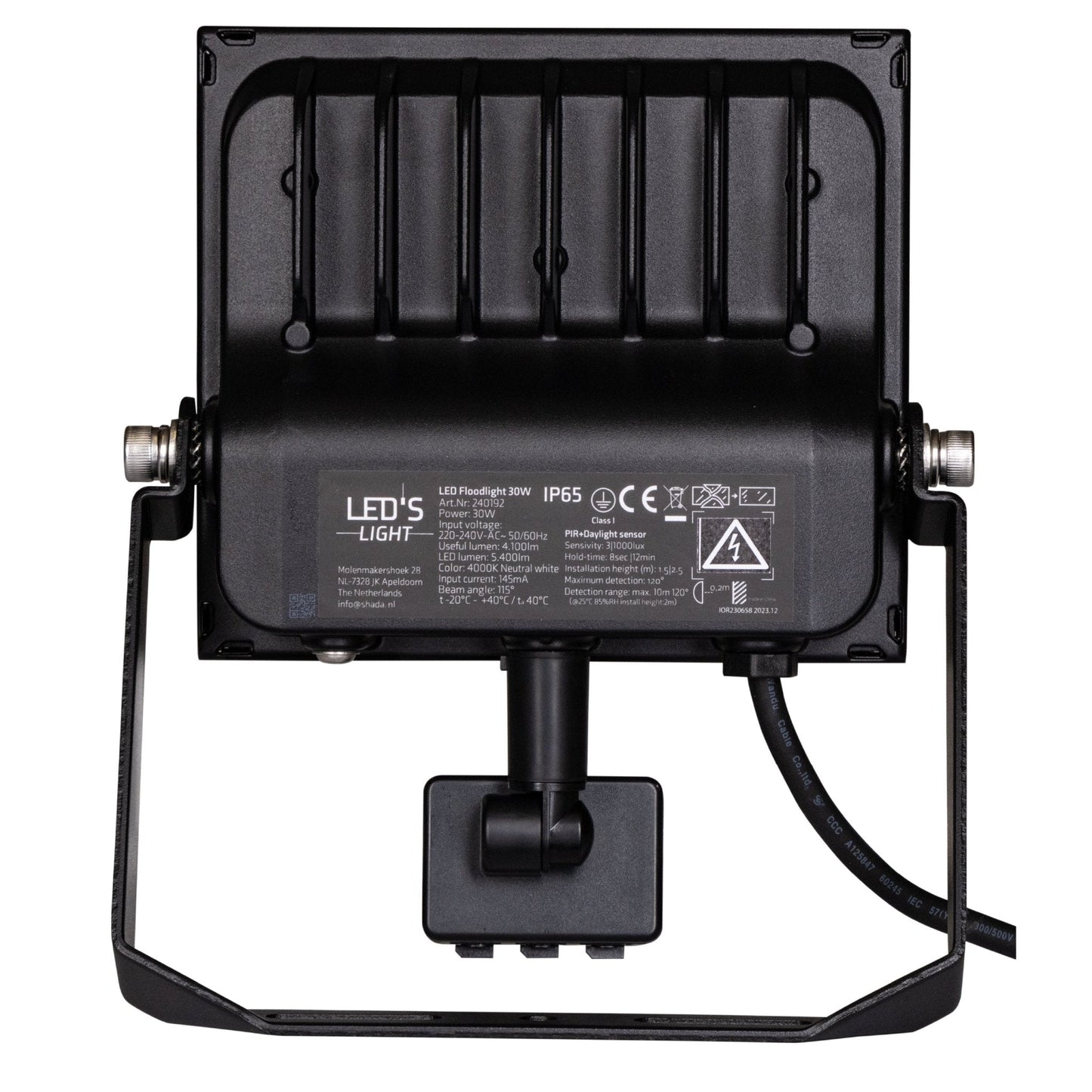 UltraFlood LED Schijnwerper 30W met Bewegingssensor en Daglichtsensor - Kantelbaar - 4800 Lumen - IP65