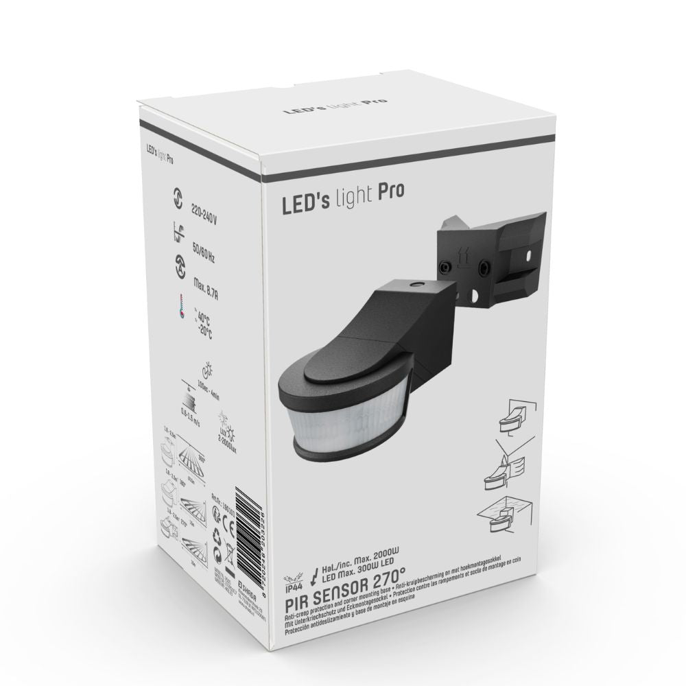LED's Light Pro Bewegingssensor met Hoekbeugel Universeel - 12 meter bereik - Zwart
