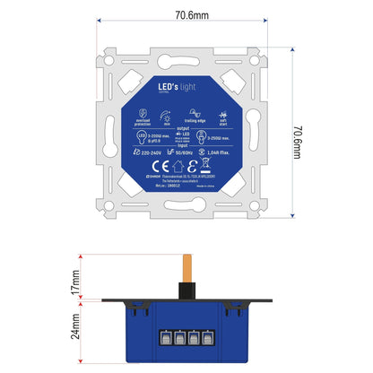 Universele LED draai dimmer tot 250 watt - Geschikt voor alle dimbare lampen - 2 draads