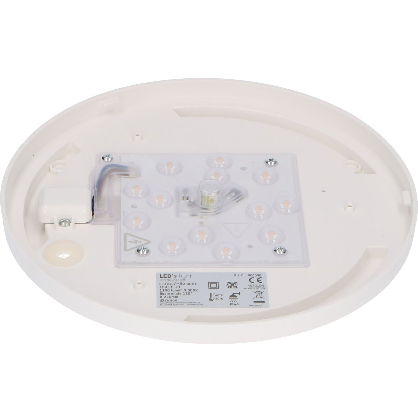 LED's Light Universele Plafondlamp 1160 - Ø 27 cm - Warm wit (3000K) - Spatwaterdicht IP44