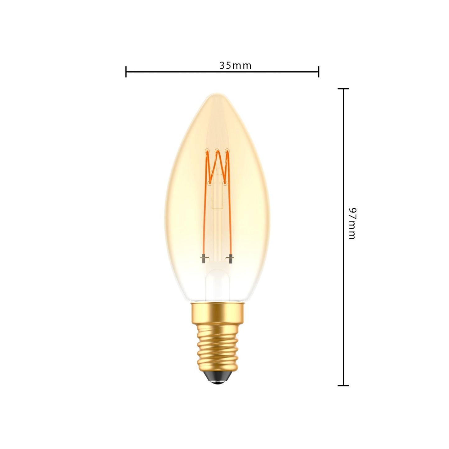 LED Kaarslamp goud E14 - Gloeilamp design - Dimbaar extra warm wit - 1800K
