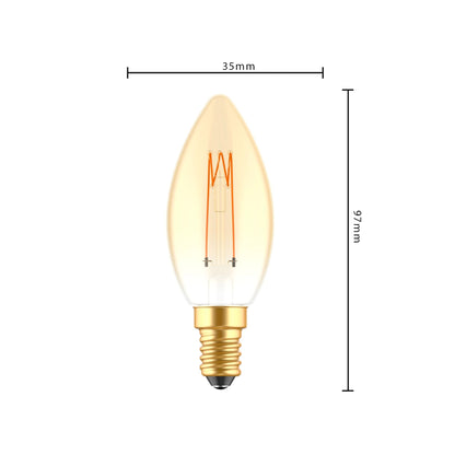 LED Kaarslamp goud E14 - Gloeilamp design - Dimbaar extra warm wit - 1800K