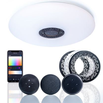 VoiceControl LED Plafondlamp 50 cm met Google Nest & Amazon Echo Dot houder - Bedienbaar met App