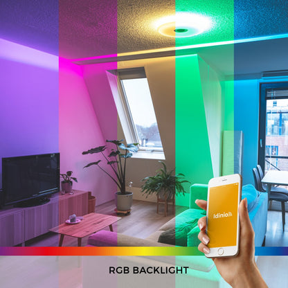 VoiceControl LED Plafondlamp 50 cm met Google Nest & Amazon Echo Dot houder - Bedienbaar met App