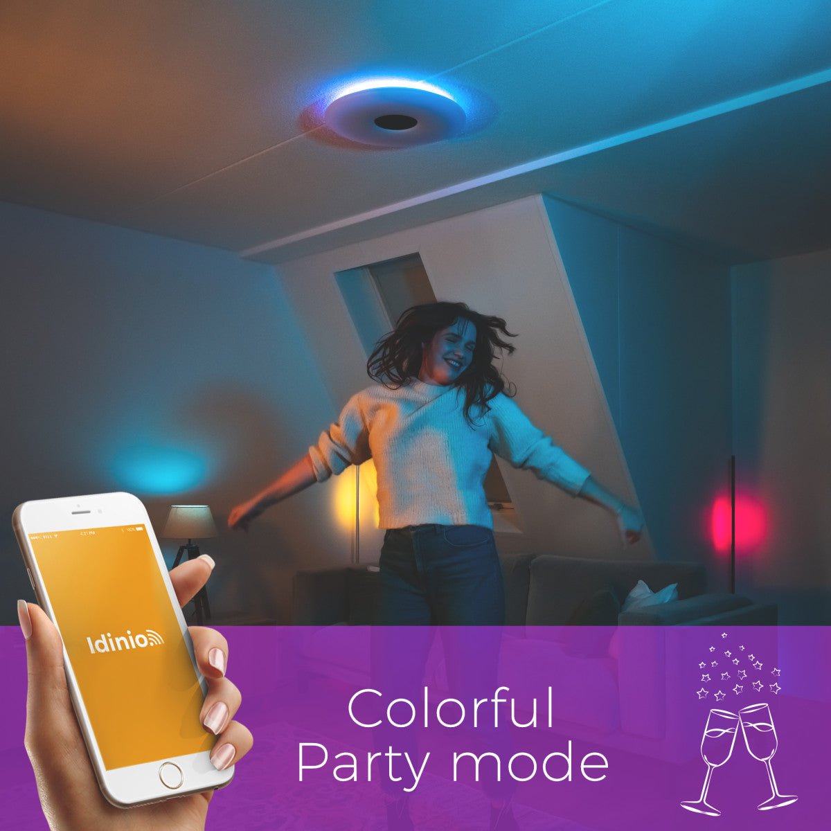 VoiceControl LED Plafondlamp 50 cm met Google Nest & Amazon Echo Dot houder - Bedienbaar met App
