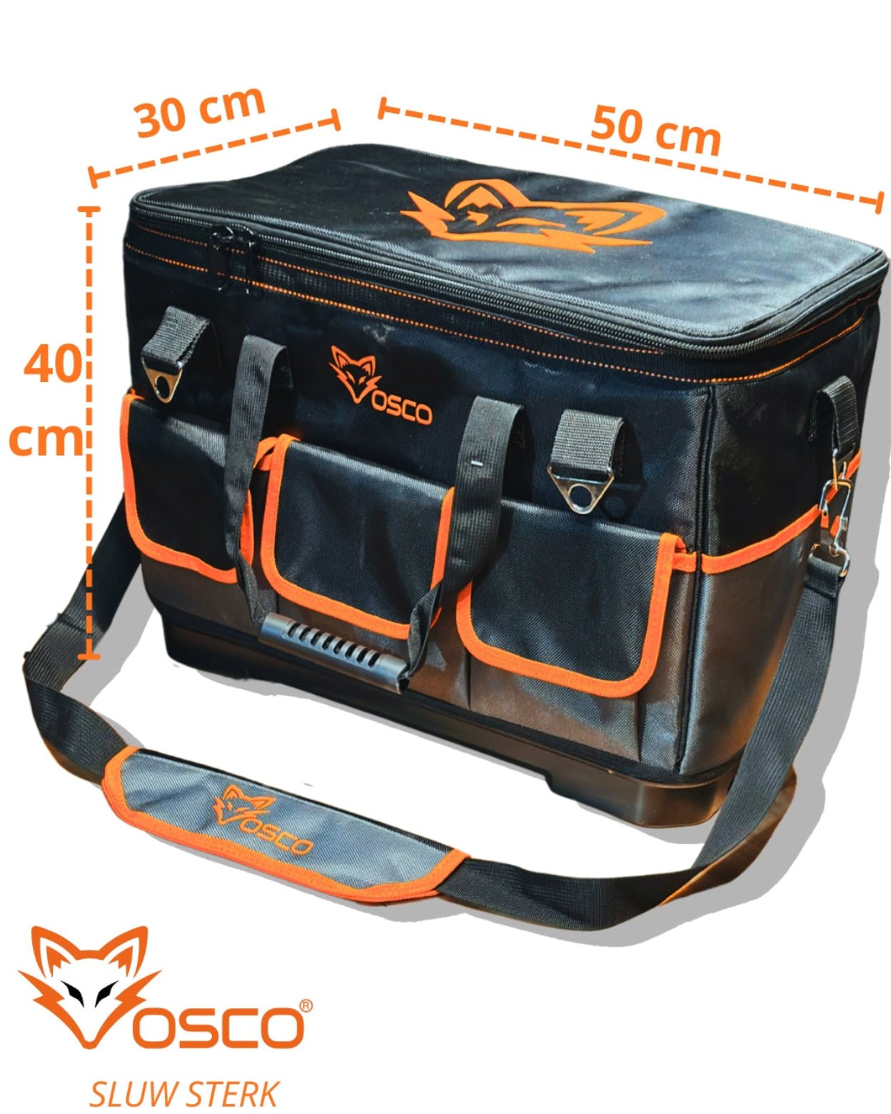 Vosco® Gereedschapstas XL - Robuust & Ruim - Zwart/Oranje