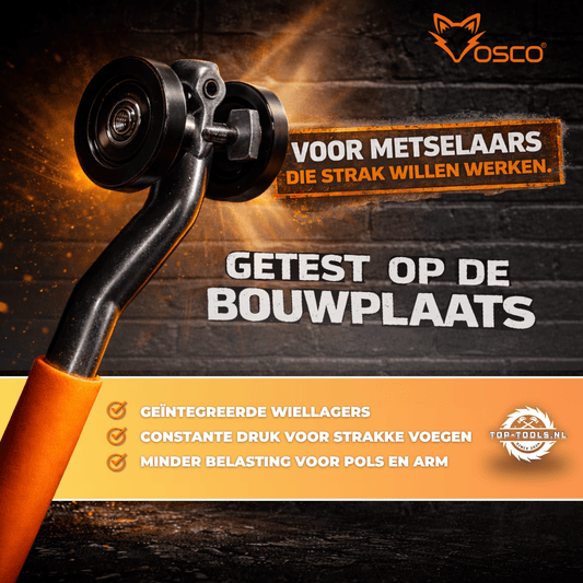 Comnox - VOSCO® - Voegrol Pointer – Ergonomisch, Weersbestendig – RVS 8 mm – M6 Schroefdraad – Combinatie van comfort en duurzaamheid