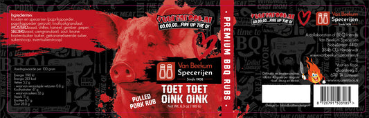 Comnox - Vuur&Rook Toet Toet Oink Oink Rub 180 gram - Onweerstaanbaar lekker voor Pulled Pork - Diepste smaken voor langzaam gegaard varkensvlees - 180g - rub