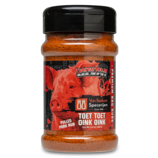 Comnox - Vuur&Rook Toet Toet Oink Oink Rub 180 gram - Onweerstaanbaar lekker voor Pulled Pork - Diepste smaken voor langzaam gegaard varkensvlees - 180g - rub