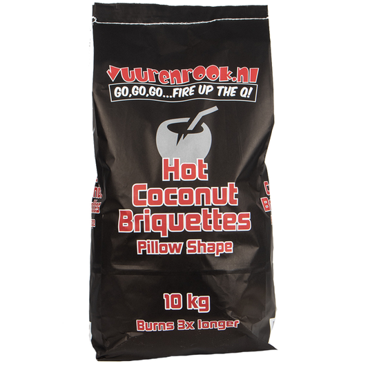 Comnox - Vuur&Rook - Hot Coconut Briketten Pillow Shape 10 kg - Langdurige Brandduur - Dicht bij de BBQ - 10 kg - kokosbriketten - duurzame