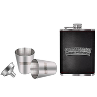 Comnox - Vuur&Rook Heupfles set - Stoere cadeauverpakking - Zwart/Leer/Zilver