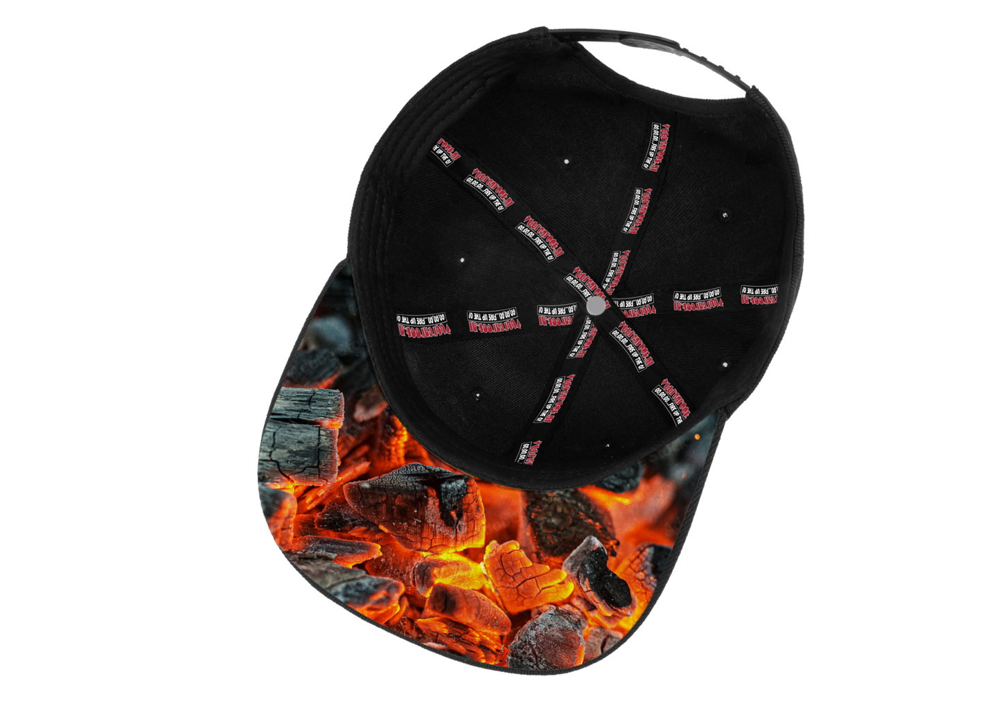 Zwarte limited edition snapback met kleurrijke 'Vuurenrook' print en BBQ-tema. Goudkleurige label op klep en zichtbare 'Limited Edition 2022' badge voor BBQ-fans.
