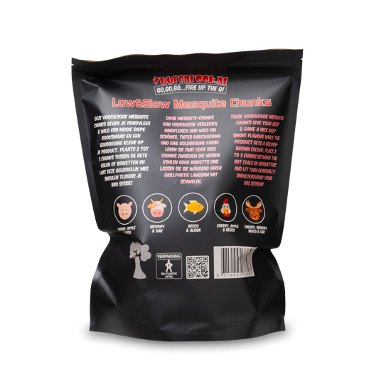 Comnox - Vuur&Rook Low&Slow Mesquite Chunks - Diepe rooksmaak voor rundvlees en wild - Goudbruine kleur - 1,5 kg