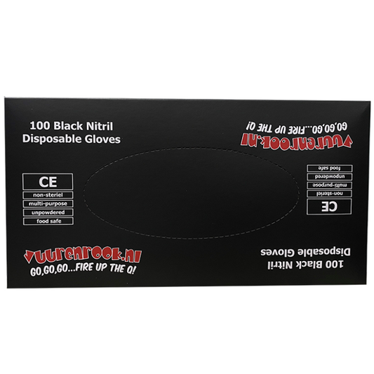 Comnox - Vuur&Rook Nitril Handschoenen Xtra Strong Zwart 100 stuks Large - Poedervrij - Extra sterk - Nitril - Non-steriel - zwarte