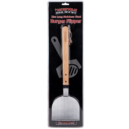 Comnox - Vuur&Rook Xtra Long RVS Burger Flipper - Veilig & Comfortabel - Lange Afstand - Ergonomische Grip - RVS - Zwart