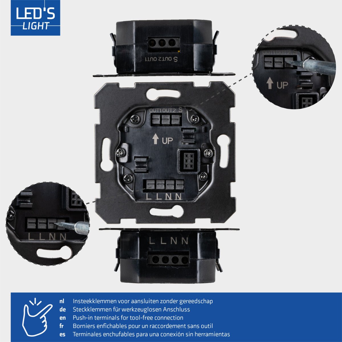 Wandschakelaar met Bewegingssensor - 55 x 55 mm inbouw - Compatibel met LED - Wit