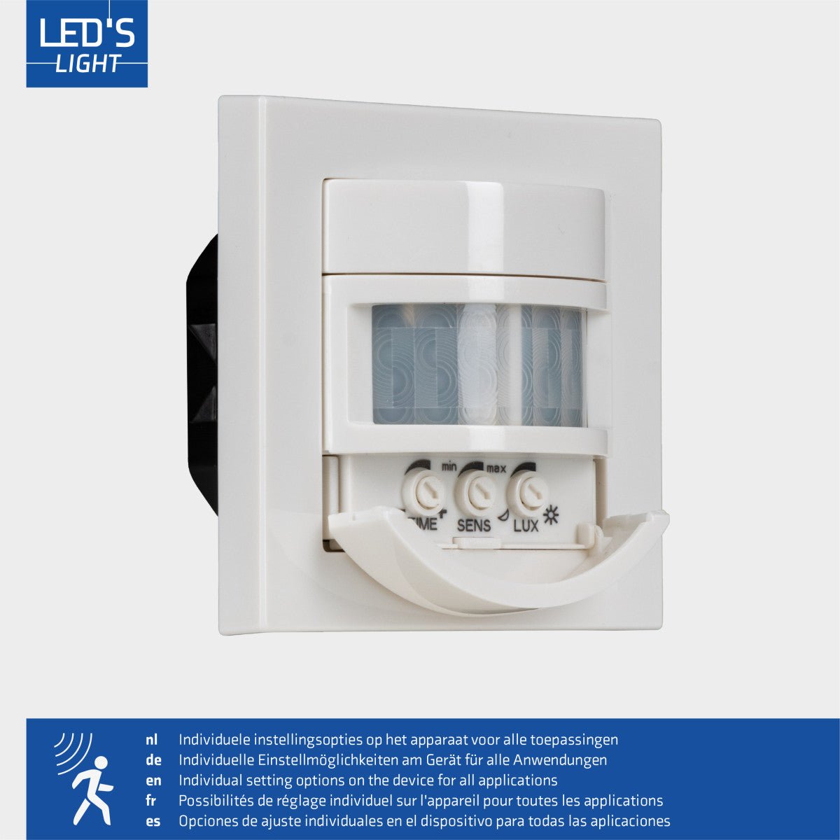 Wandschakelaar met Bewegingssensor - 55 x 55 mm inbouw - Compatibel met LED - Wit