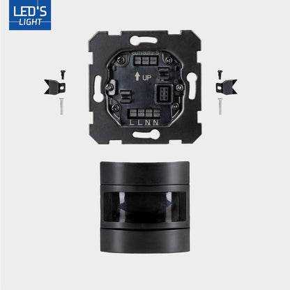 Wandschakelaar met Bewegingssensor - 55 x 55 mm inbouw - Compatibel met LED - Zwart