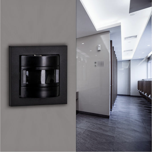 Wandschakelaar met Bewegingssensor - 55 x 55 mm inbouw - Compatibel met LED - Zwart