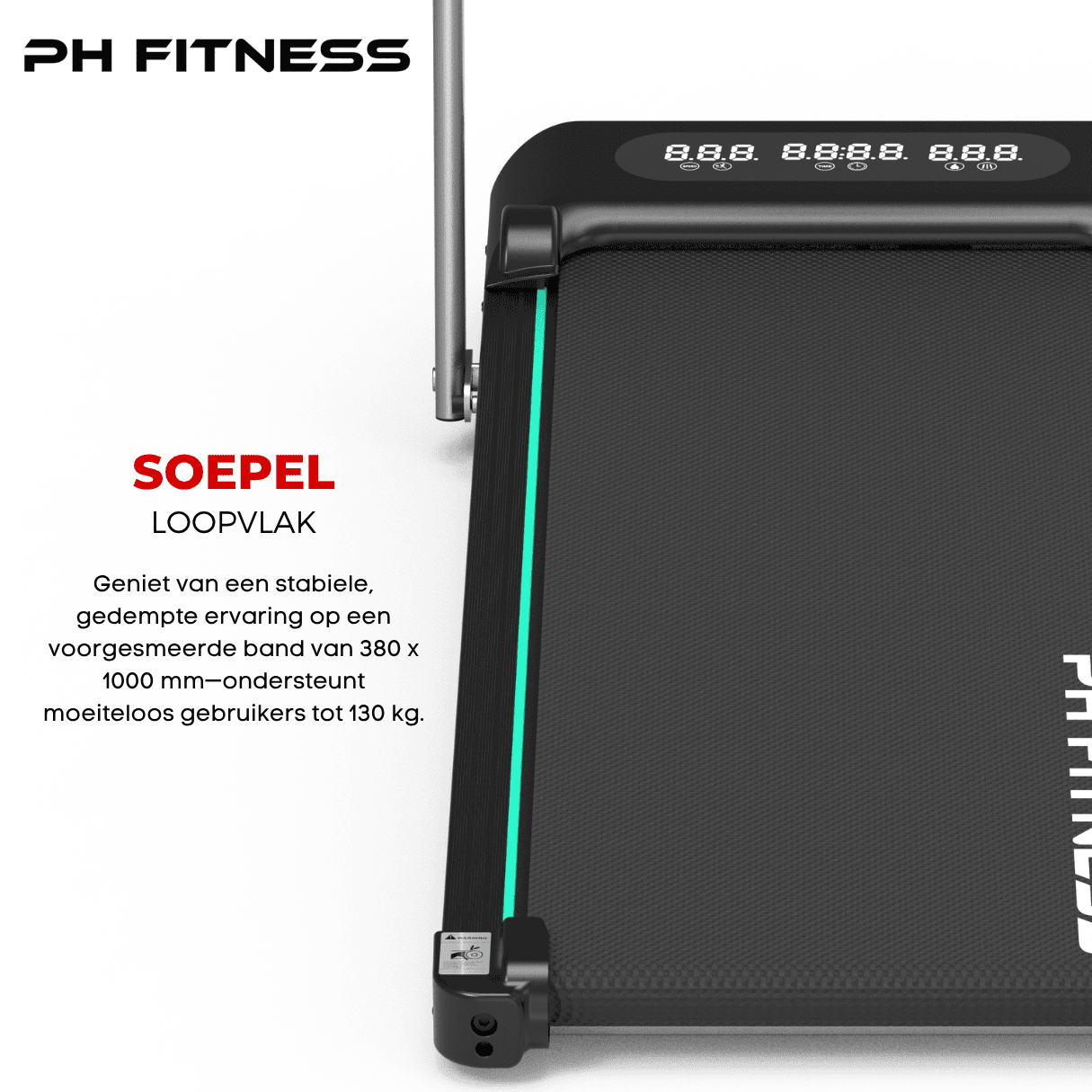PH FITNESS loopband soepel loopvlak 380x1000mm