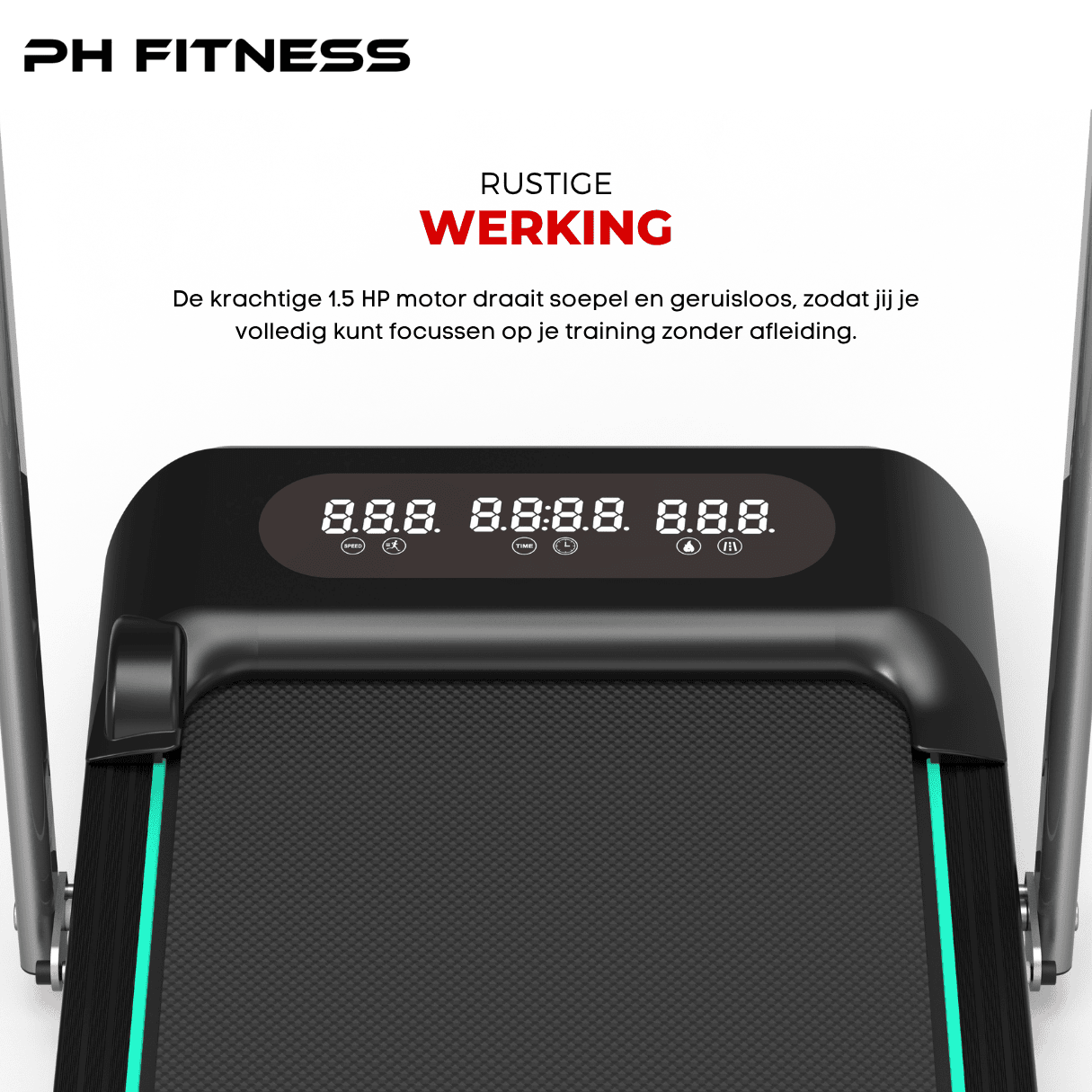 PH FITNESS loopband rustige werking 1.5 HP motor