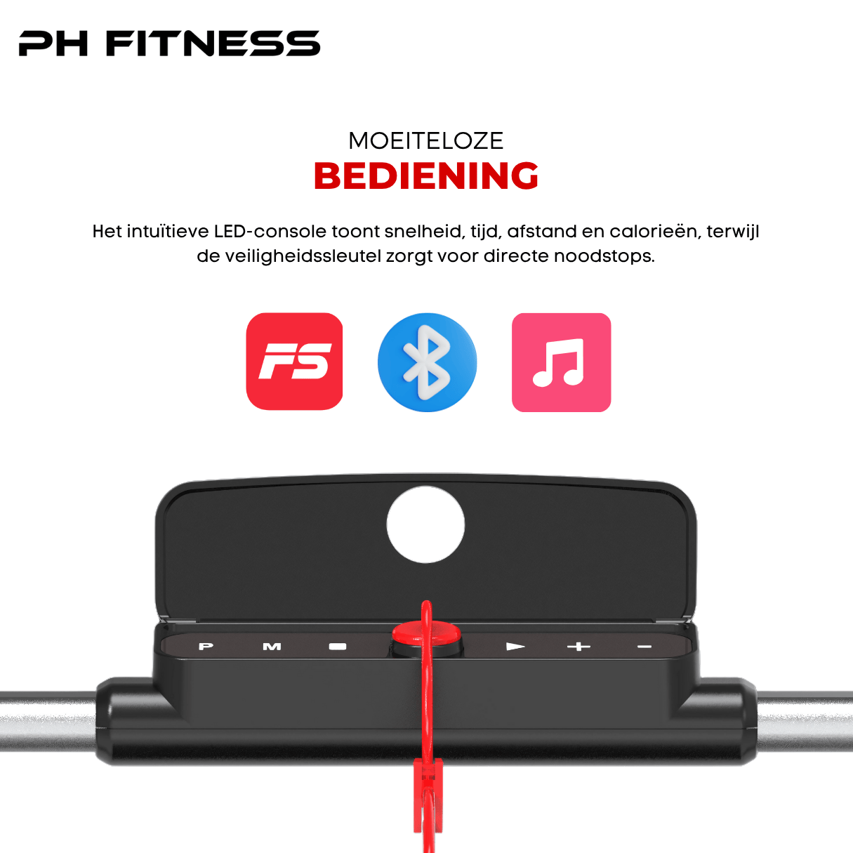 PH Fitness console met Bluetooth en muziekfunctie